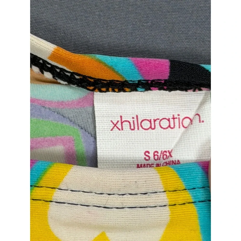 Xhilaration Girls Rainbow Psychedelic Heart Print Bikini Bottom‎ Size S 6/6X